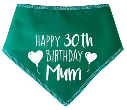 Happy Birthday Mum With Heart Balloons Add Any Age Dog Bandana