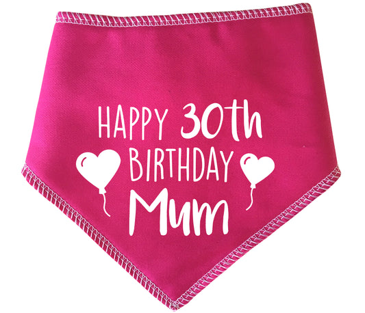 Happy Birthday Mum With Heart Balloons Add Any Age Dog Bandana