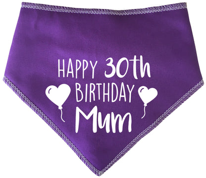 Happy Birthday Mum With Heart Balloons Add Any Age Dog Bandana