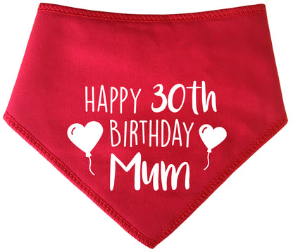 Happy Birthday Mum With Heart Balloons Add Any Age Dog Bandana