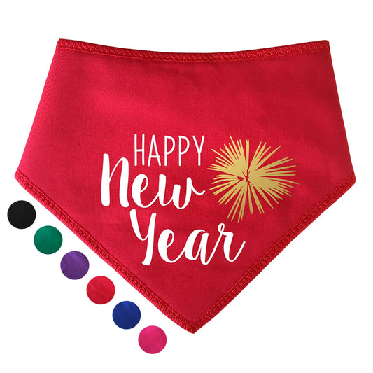 Happy New Year Firework Dog Bandana