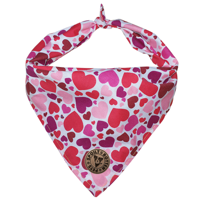 The Beaulieu - Pink Hearts Tied Dog Bandana