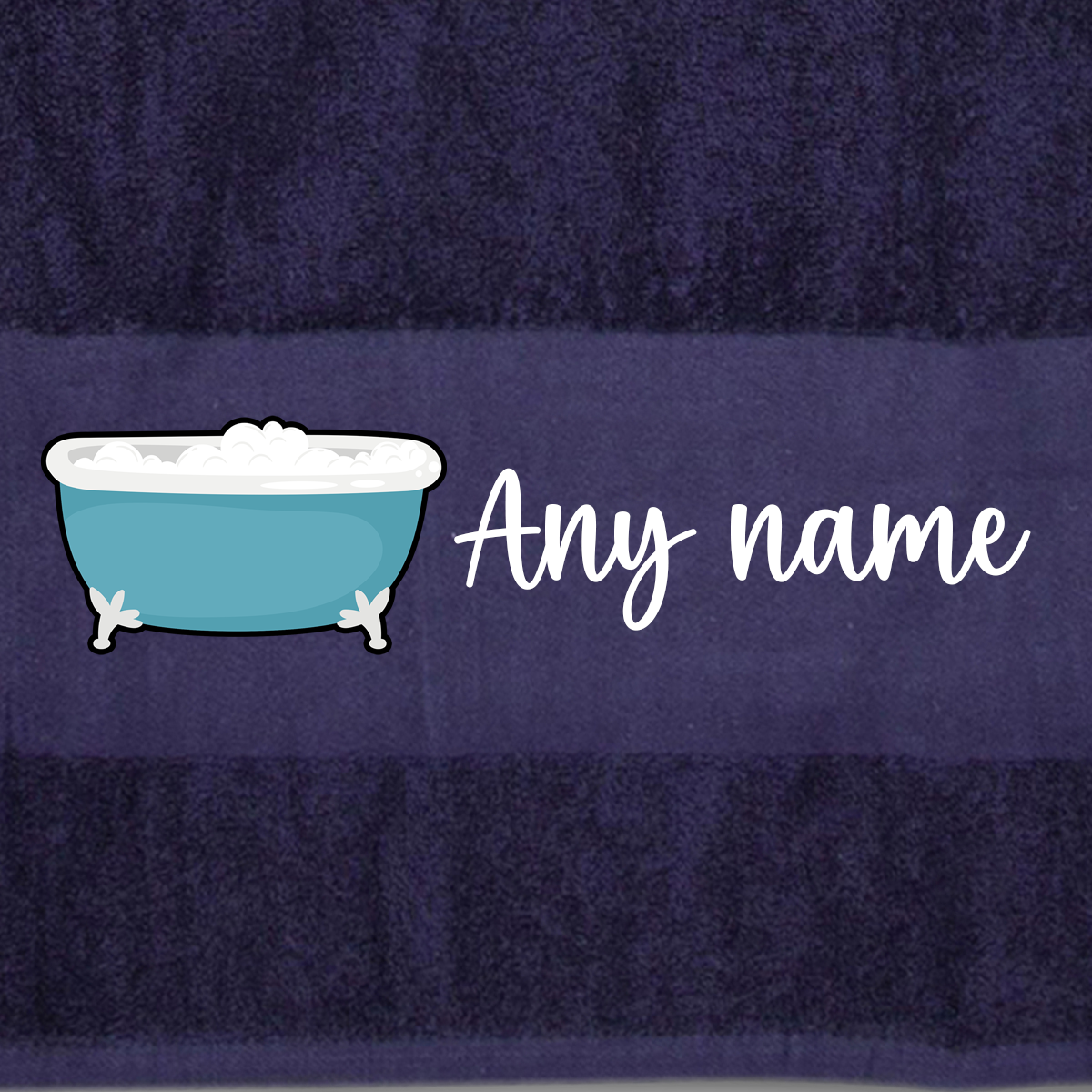 MIDNIGHT BLUE Any Pet Name And A Choice Of Dog Breed - Bath Towel