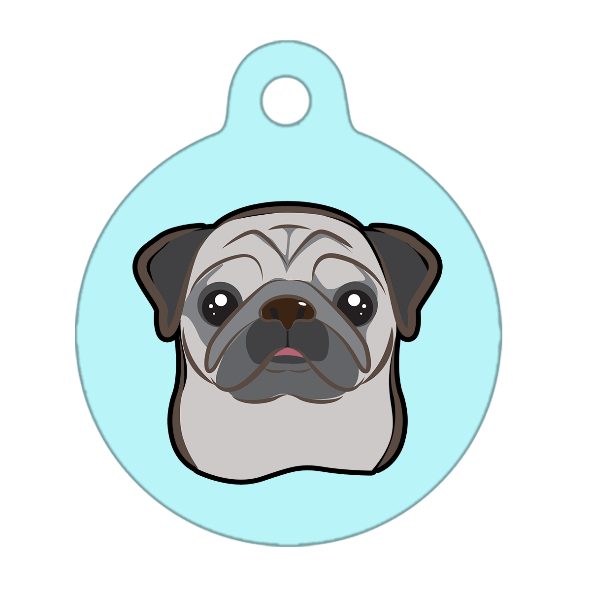 38mm Diameter Large Size - Pug Dog