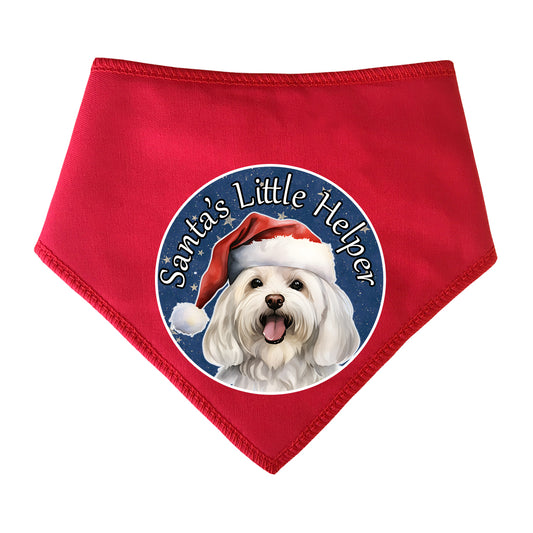 Maltese Design Santa's Little Helper Dog Bandana