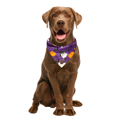 The Pendle - Purple Cute Ghosts & Witches Design Tied Dog Bandana