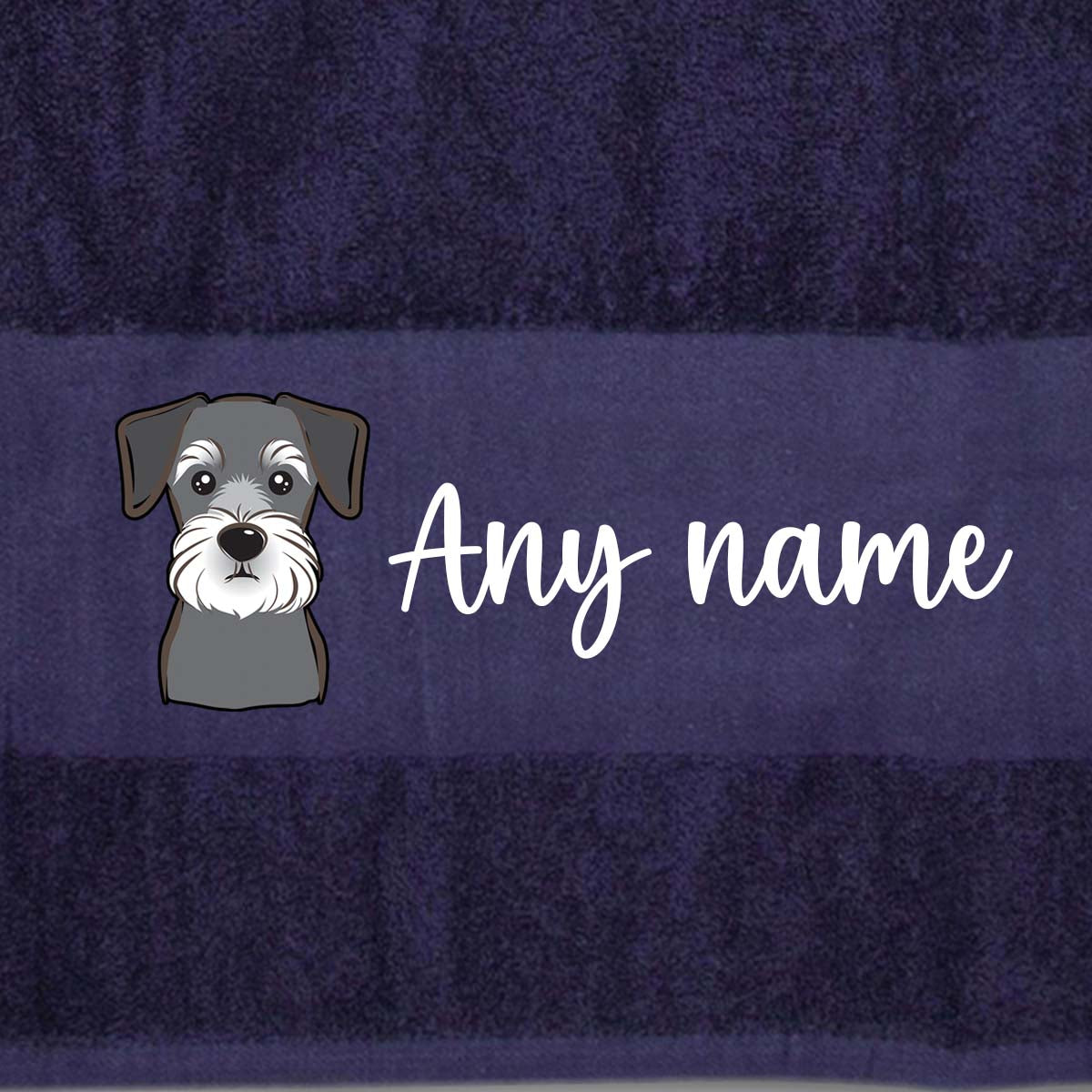 MIDNIGHT BLUE Any Pet Name And A Choice Of Dog Breed - Bath Towel