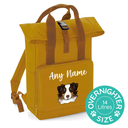 Overnighter Rucksack 14 Litres Mustard Gold Any Breed Backpack With Custom Personalised Dog Name