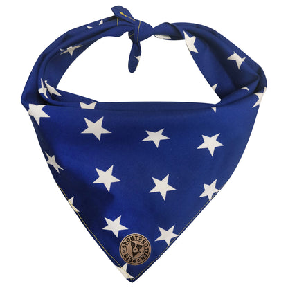 The Portsmouth - Large Stars Royal Blue Tied Dog Bandana