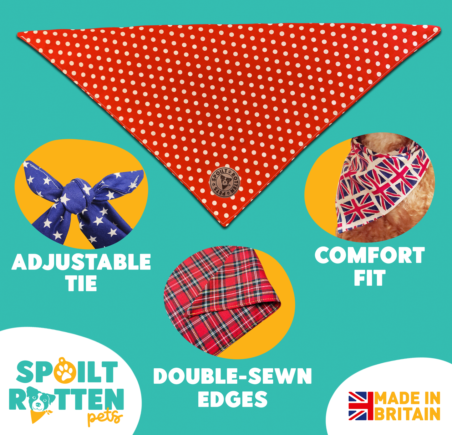 The Dover - Polka Dot Red Tied Dog Bandana