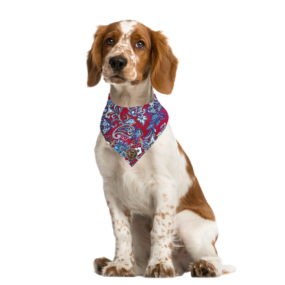 The Chester - Paisley Floral Burgundy Tied Dog Bandana