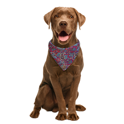 The Marlborough - Paisley Cord Red Tied Dog Bandana