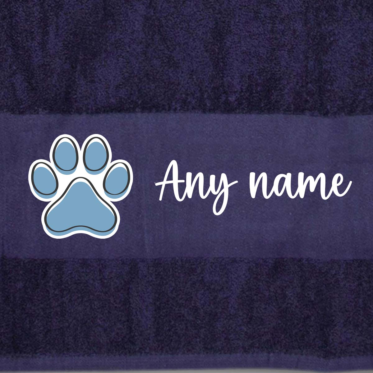 MIDNIGHT BLUE Any Pet Name And A Choice Of Dog Breed - Bath Towel