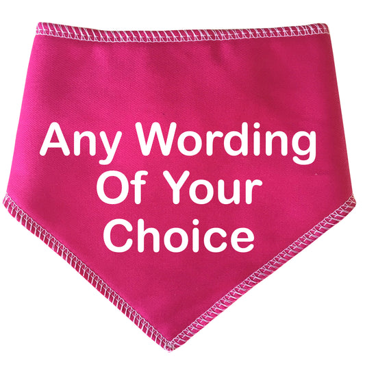 PINK Any Wording Dog Bandana With Font Choices