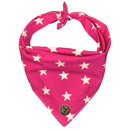 The Padstow - Large Star on Pink Tied Dog Bandana