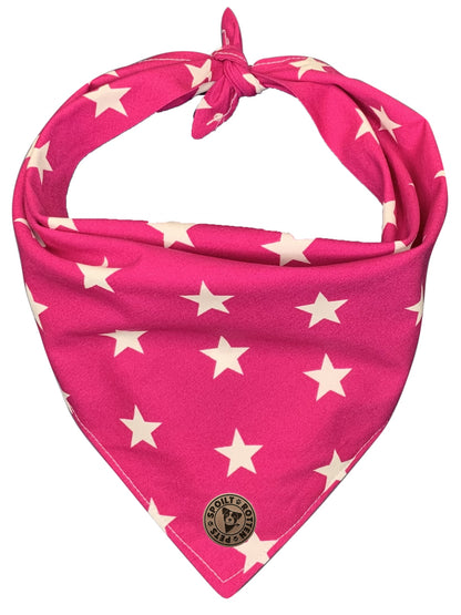 The Padstow - Large Star on Pink Tied Dog Bandana