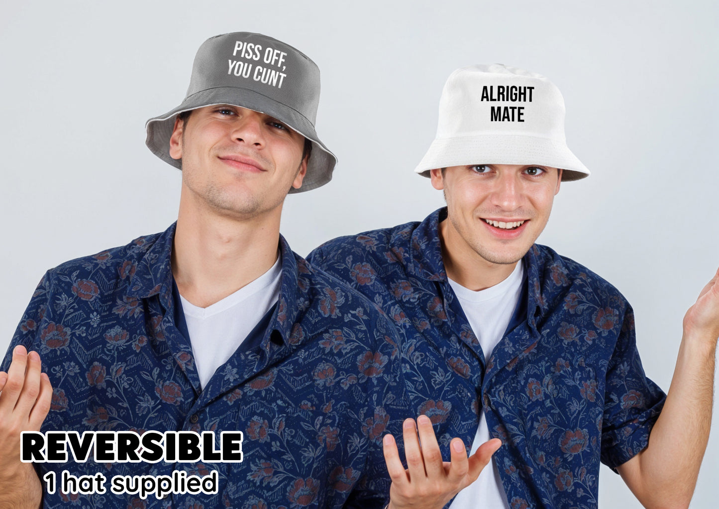 Reversible Message Bucket Hat Alright Mate or P*ss Off You C*nt