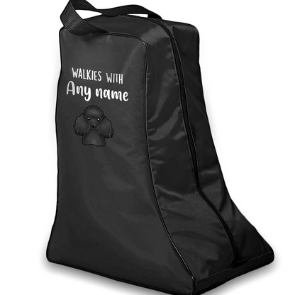 Black Walkies with Any Dog Breed Personalised with Name Welly Boot Bag