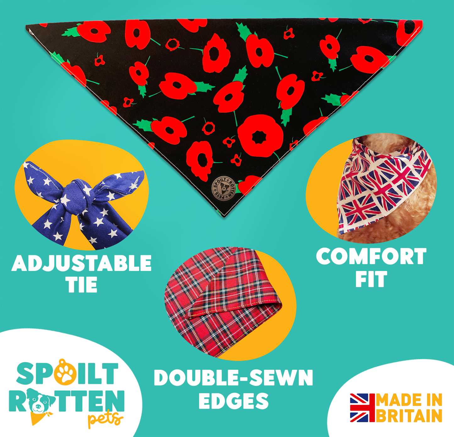 The Westminster - Poppy Tied Dog Bandana