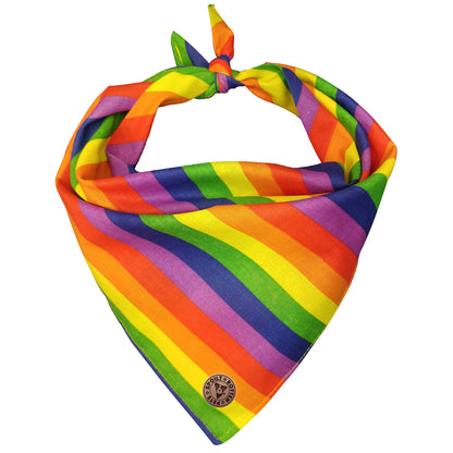 The Brighton - Pride Rainbow Stripe Tied Dog Bandana