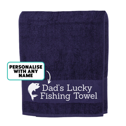 Navy Blue Fishing Towel Personalised Printed Towel - Any Name or Wording