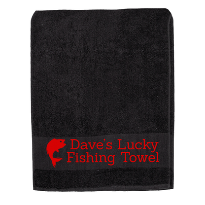 Black Fishing Towel Personalised Printed Towel - Any Name or Wording