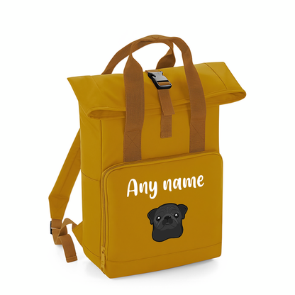 Overnighter Rucksack 14 Litres Mustard Gold Any Breed Backpack With Custom Personalised Dog Name