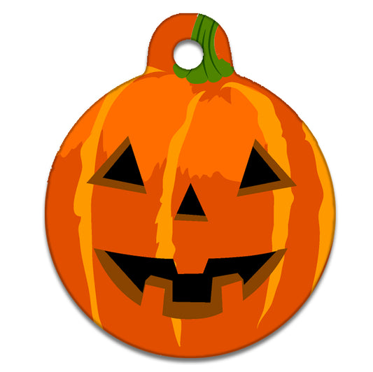 Jack 'O Lantern, Halloween Pumpkin Face Design - Pet Identity Tag