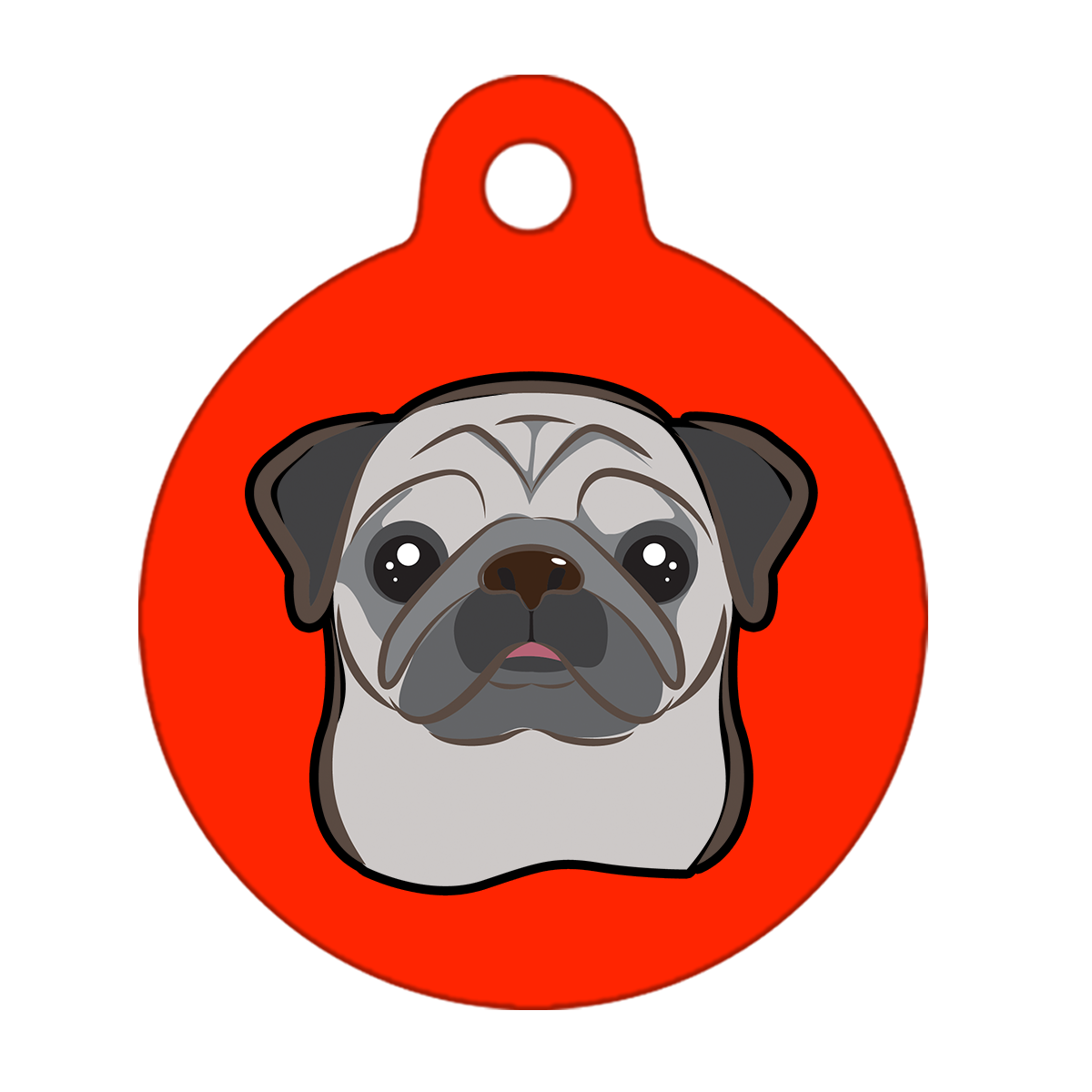 38mm Diameter Large Size - Pug Dog