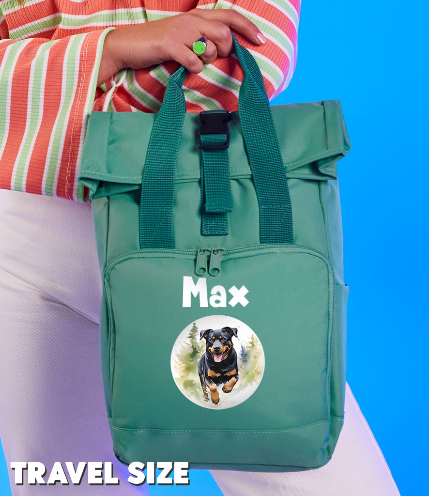 Pink Any Breed Running Woodland Dog with Personalised Name Backpack