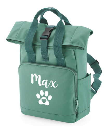 Sage Green Heart & Paw Backpack With Any Name Or Wording