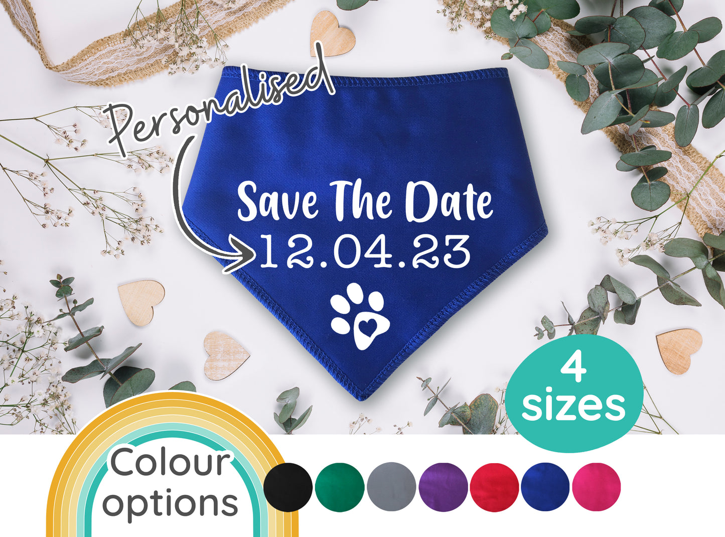 Save The Date Any Date Wedding Dog Bandana