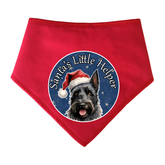 Scottish Terrier Black Scottie Design Santa's Little Helper Dog Bandana
