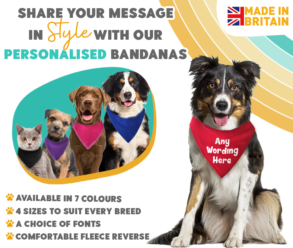 RED Any Wording Dog Bandana With Font Choices