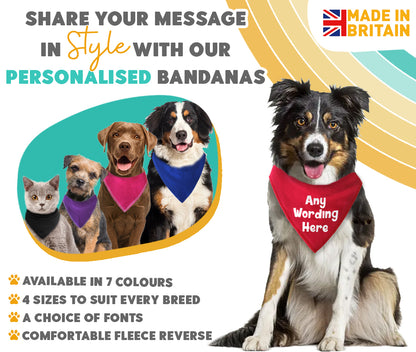 RED Any Wording Dog Bandana With Font Choices
