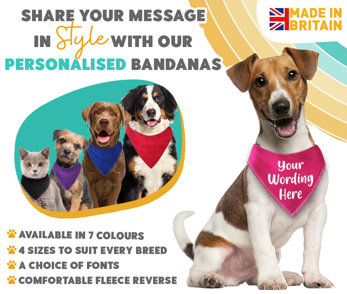PINK Any Wording Dog Bandana With Font Choices