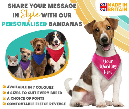 PINK Any Wording Dog Bandana With Font Choices
