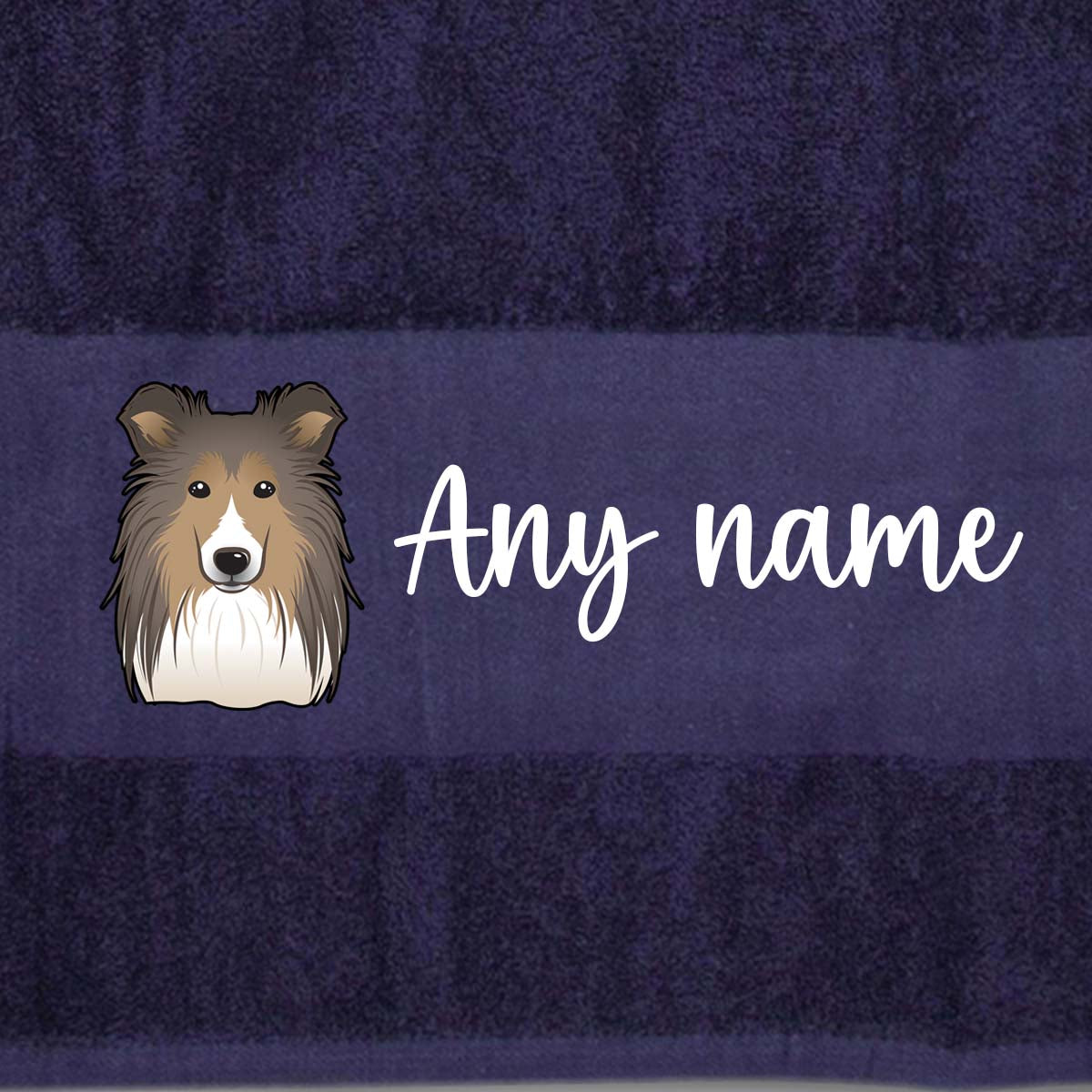 MIDNIGHT BLUE Any Pet Name And A Choice Of Dog Breed - Bath Towel