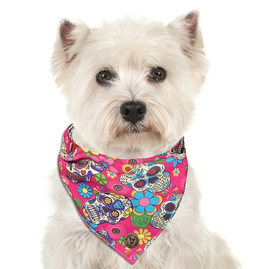 The Whitby - Pink Sugar Skulls Dog Bandana