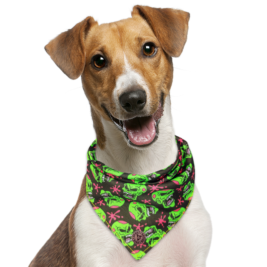 The Hampton - Green Zombie Skulls Tied Dog Bandana