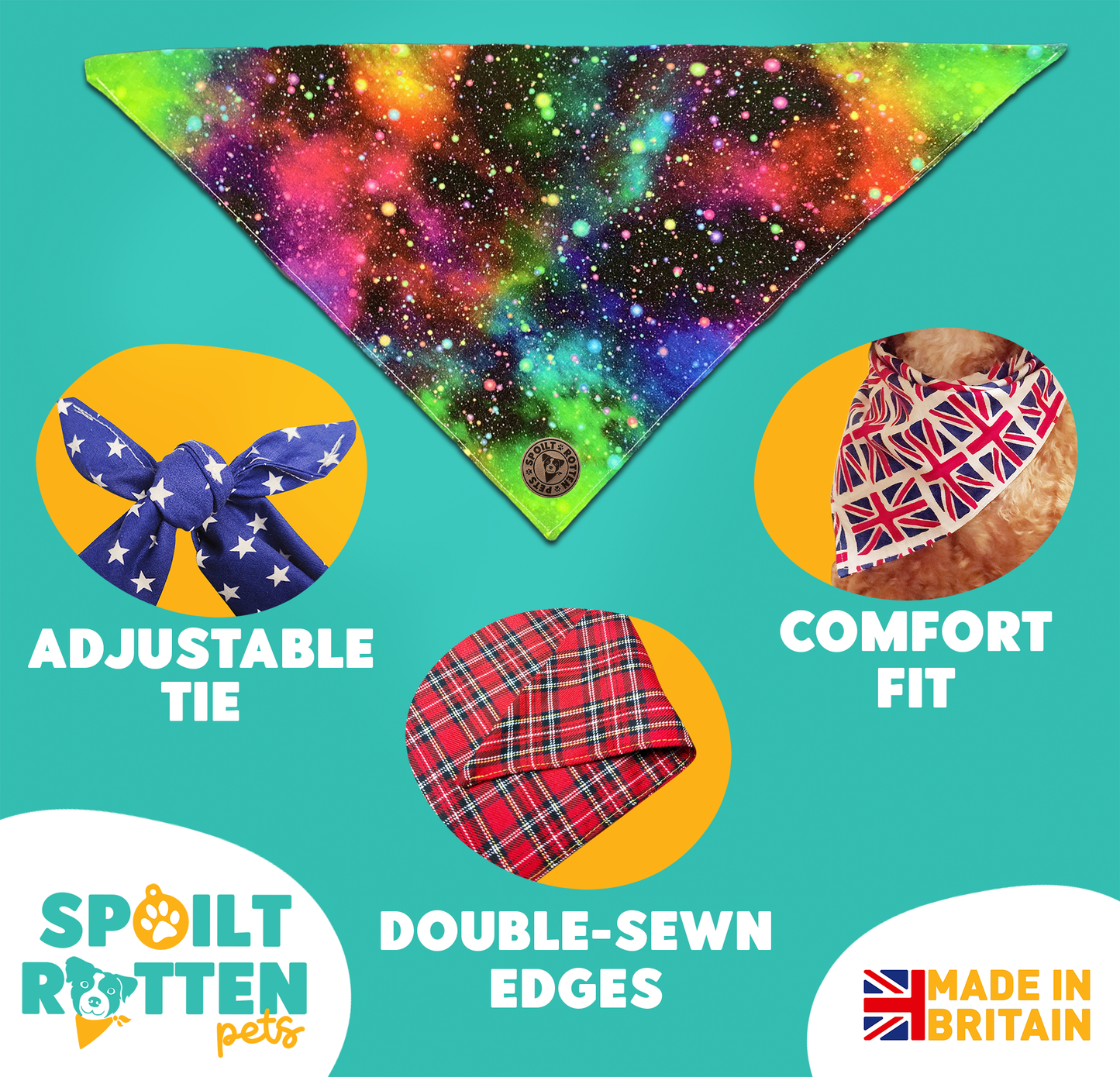 The Greenwich - Galaxy Rainbow Tied Dog Bandana