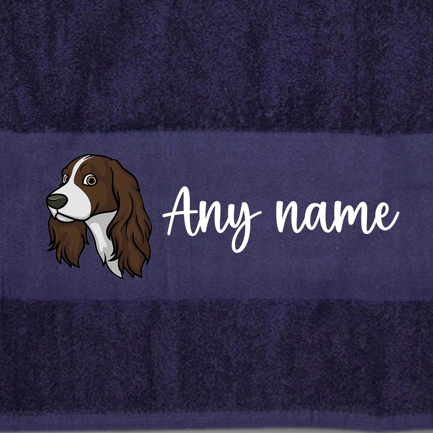 MIDNIGHT BLUE Any Pet Name And A Choice Of Dog Breed - Bath Towel