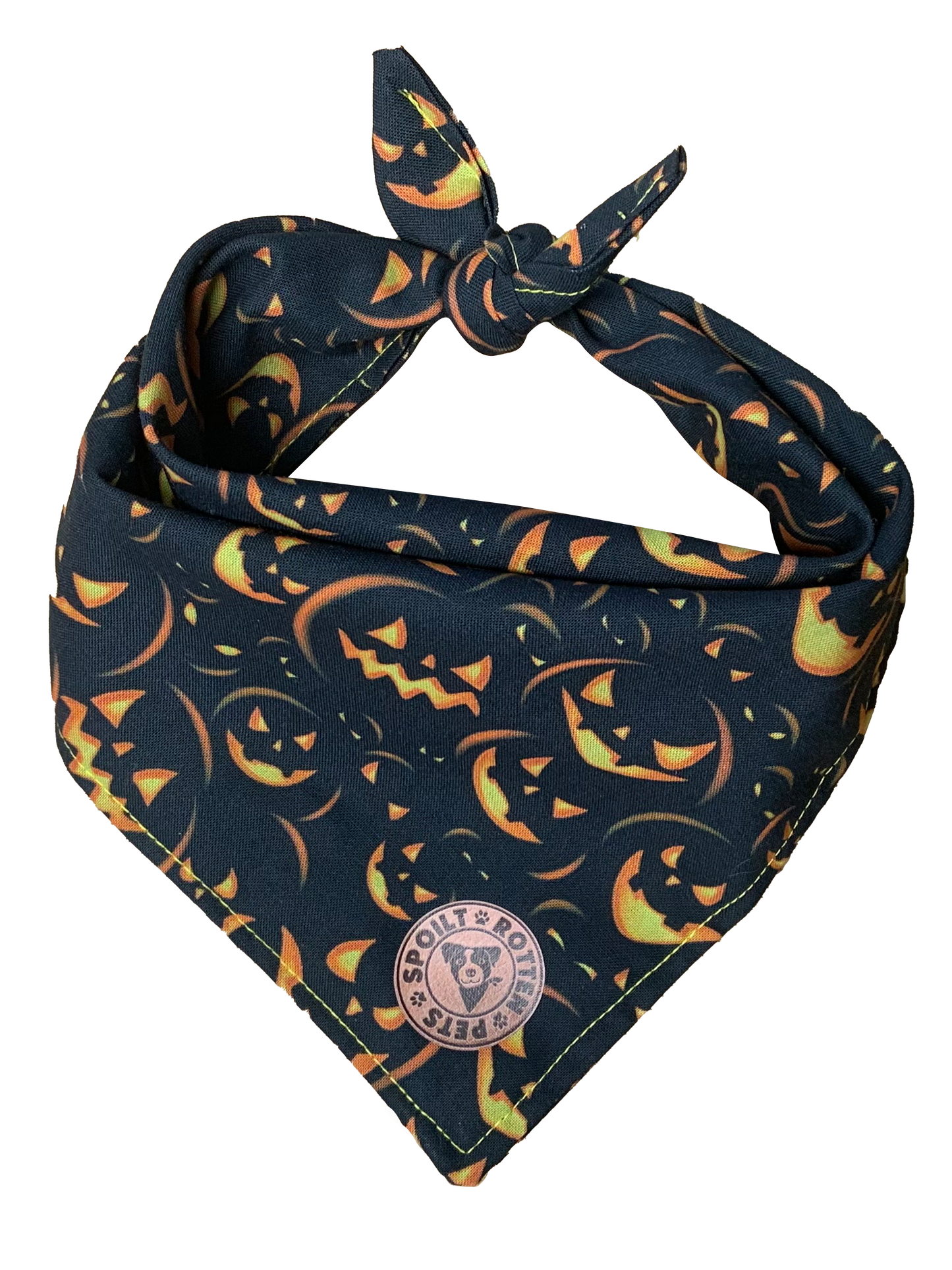 The Burley - Spooky Pumpkin on Black Tied Dog Bandana