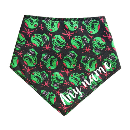 Green Zombie Skulls Dog Bandana