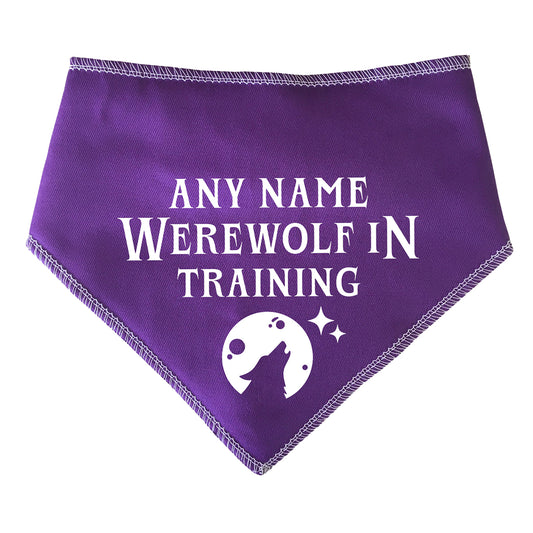 Werewolf In Training Purple Personalised Dog Bandana