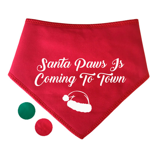 Santa Paws Is Coming To Town Dog Bandana