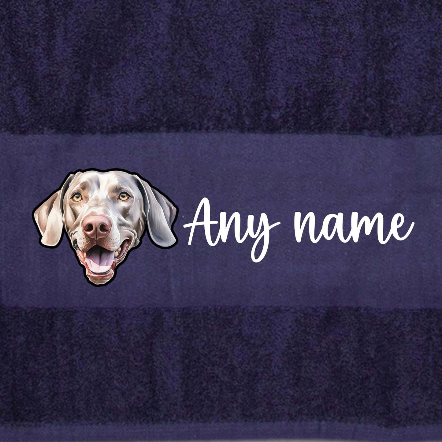 MIDNIGHT BLUE Any Pet Name And A Choice Of Dog Breed - Bath Towel