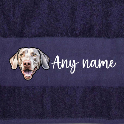 MIDNIGHT BLUE Any Pet Name And A Choice Of Dog Breed - Bath Towel