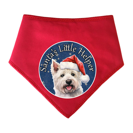 Westie, West Highland Terrier Design Santa's Little Helper Dog Bandana