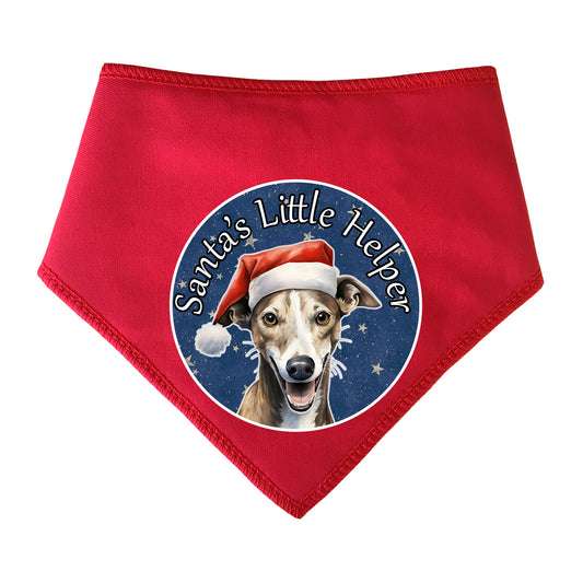 Whippet Design Santa's Little Helper Dog Bandana